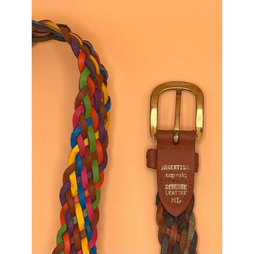 Capezio Genuine Leather Multicolor Braided Belt M/L 38”